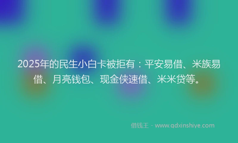 2025年的民生小白卡被拒有：平安易借、米族易借、月亮钱包、现金侠速借、米米贷等。