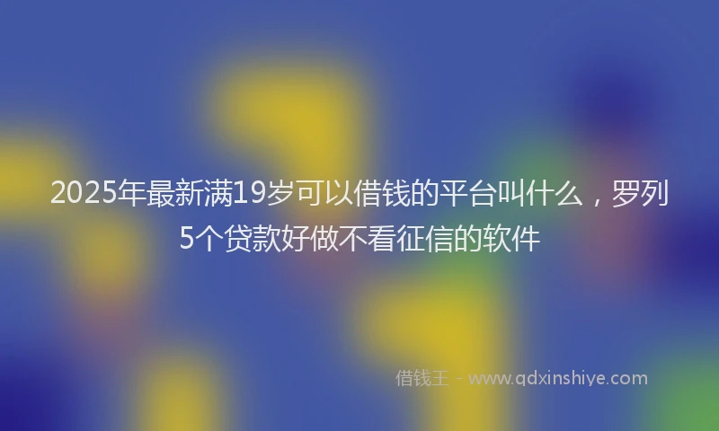 2025年最新满19岁可以借钱的平台叫什么，罗列5个贷款好做不看征信的软件