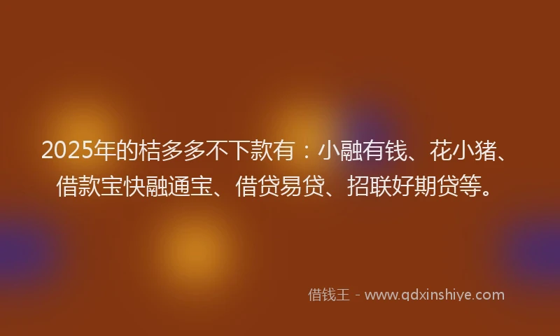 2025年的桔多多不下款有：小融有钱、花小猪、借款宝快融通宝、借贷易贷、招联好期贷等。