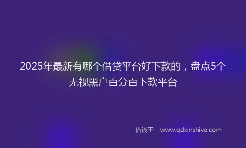 2025年最新有哪个借贷平台好下款的，盘点5个无视黑户百分百下款平台