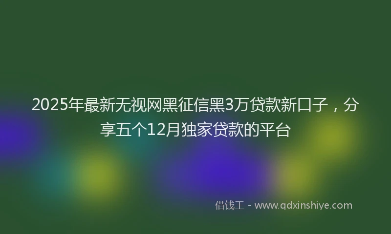 2025年最新无视网黑征信黑3万贷款新口子，分享五个12月独家贷款的平台