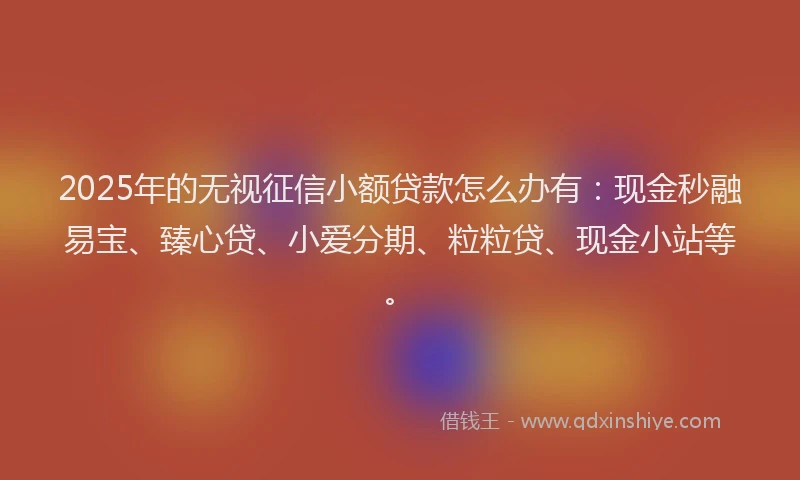 2025年的无视征信小额贷款怎么办有：现金秒融易宝、臻心贷、小爱分期、粒粒贷、现金小站等。