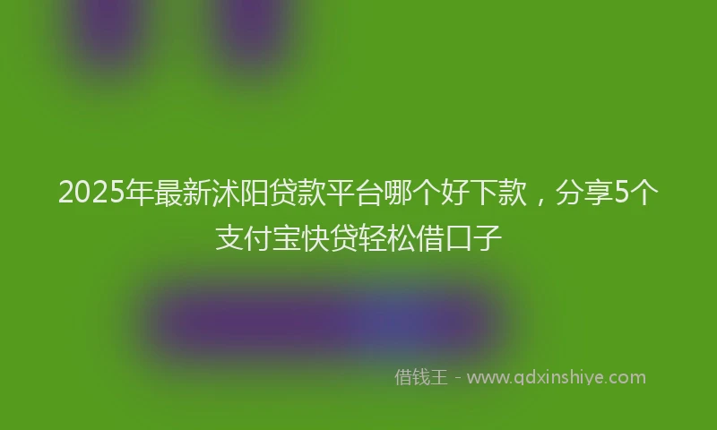 2025年最新沭阳贷款平台哪个好下款，分享5个支付宝快贷轻松借口子