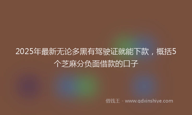 2025年最新无论多黑有驾驶证就能下款，概括5个芝麻分负面借款的口子