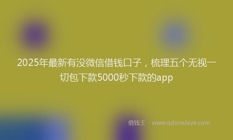 2025年最新有没微信借钱口子，梳理五个无视一切包下款5000秒下款的app