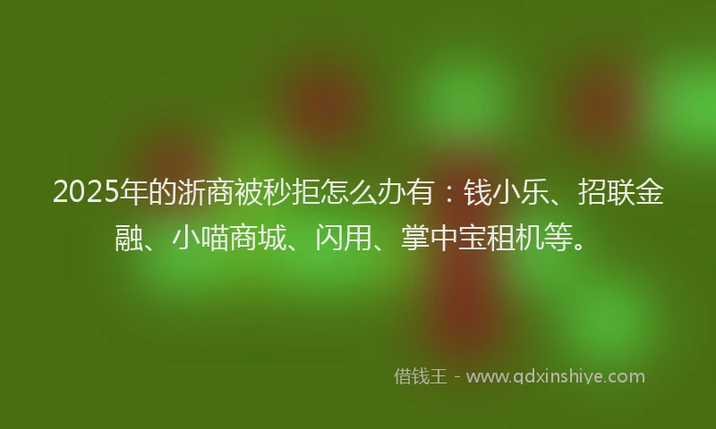 2025年的浙商被秒拒怎么办有:钱小乐、招联金融、小喵商城、闪用、掌中宝租机等。