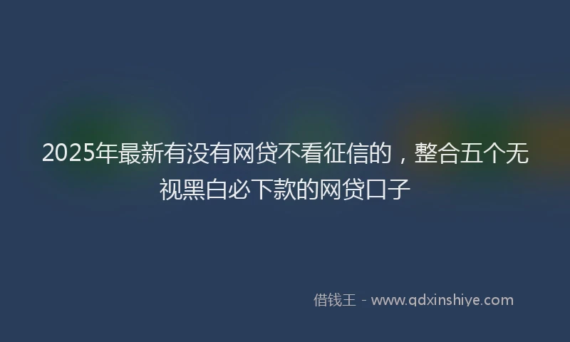 2025年最新有没有网贷不看征信的，整合五个无视黑白必下款的网贷口子