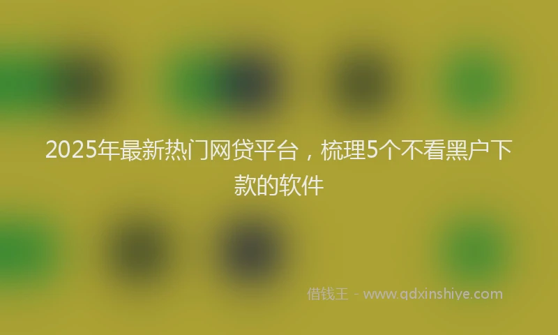 2025年最新热门网贷平台，梳理5个不看黑户下款的软件
