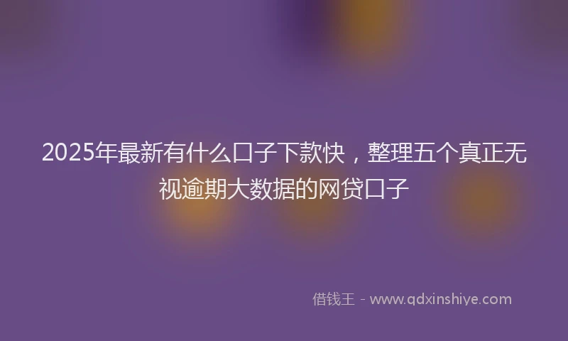 2025年最新有什么口子下款快，整理五个真正无视逾期大数据的网贷口子