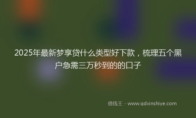 2025年最新梦享贷什么类型好下款，梳理五个黑户急需三万秒到的的口子