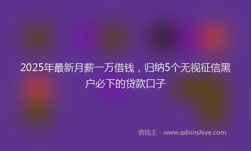 2025年最新月薪一万借钱，归纳5个无视征信黑户必下的贷款口子