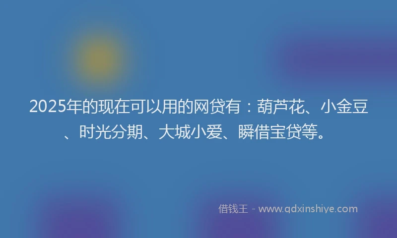 2025年的现在可以用的网贷有：葫芦花、小金豆、时光分期、大城小爱、瞬借宝贷等。