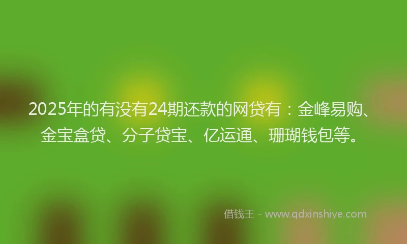 2025年的有没有24期还款的网贷有：金峰易购、金宝盒贷、分子贷宝、亿运通、珊瑚钱包等。