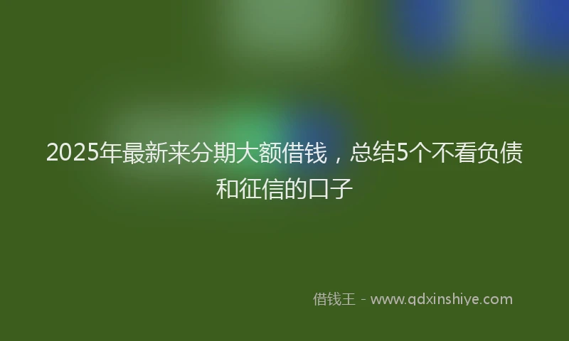 2025年最新来分期大额借钱，总结5个不看负债和征信的口子