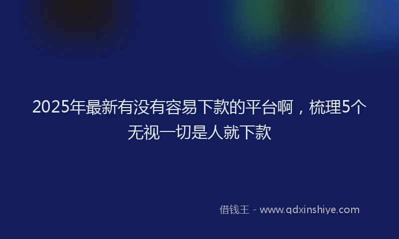2025年最新有没有容易下款的平台啊，梳理5个无视一切是人就下款