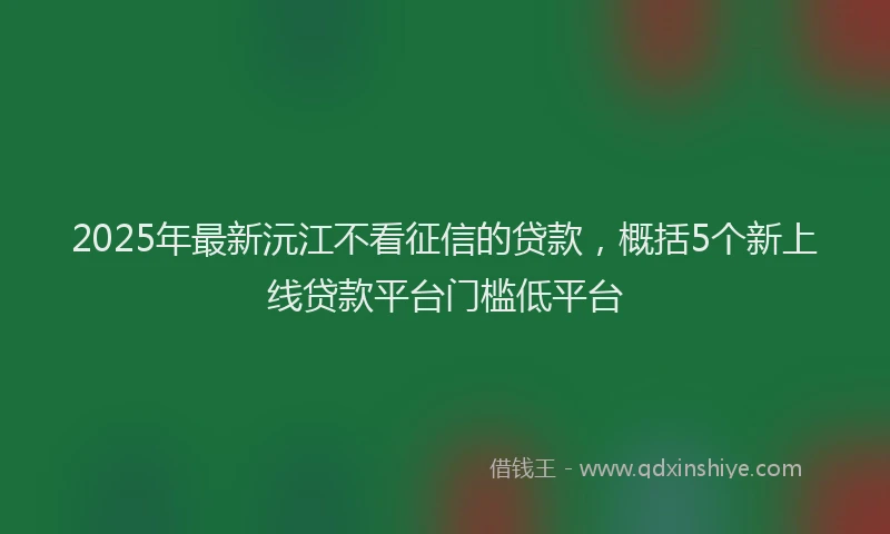2025年最新沅江不看征信的贷款，概括5个新上线贷款平台门槛低平台