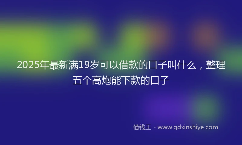2025年最新满19岁可以借款的口子叫什么，整理五个高炮能下款的口子