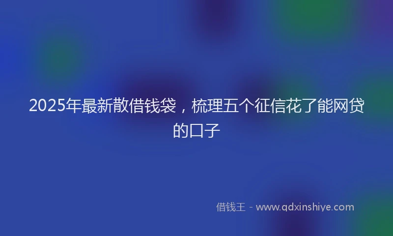 2025年最新散借钱袋，梳理五个征信花了能网贷的口子