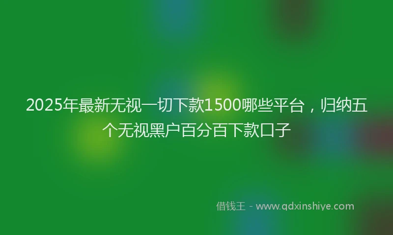 2025年最新无视一切下款1500哪些平台，归纳五个无视黑户百分百下款口子
