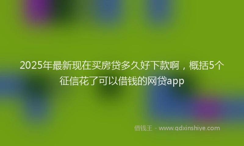 2025年最新现在买房贷多久好下款啊，概括5个征信花了可以借钱的网贷app