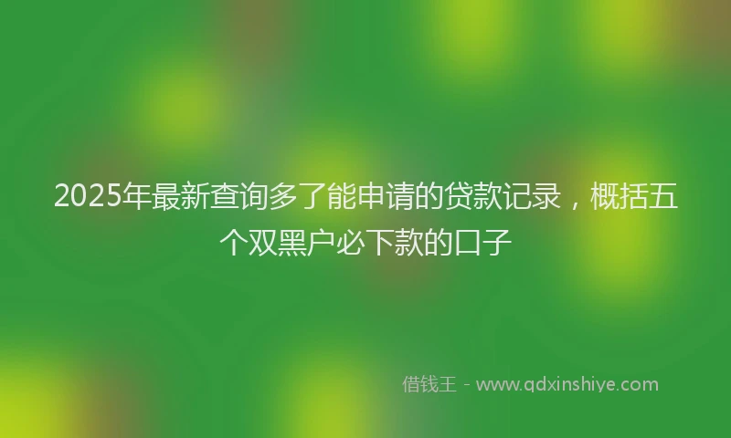 2025年最新查询多了能申请的贷款记录，概括五个双黑户必下款的口子