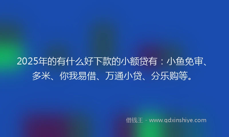 2025年的有什么好下款的小额贷有：小鱼免审、多米、你我易借、万通小贷、分乐购等。