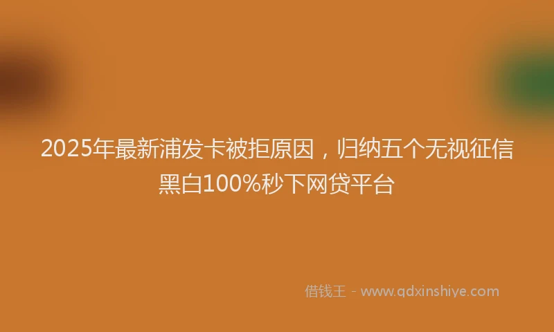 2025年最新浦发卡被拒原因，归纳五个无视征信黑白100%秒下网贷平台