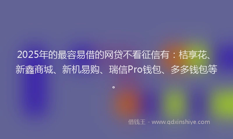 2025年的最容易借的网贷不看征信有：桔享花、新鑫商城、新机易购、瑞信Pro钱包、多多钱包等。