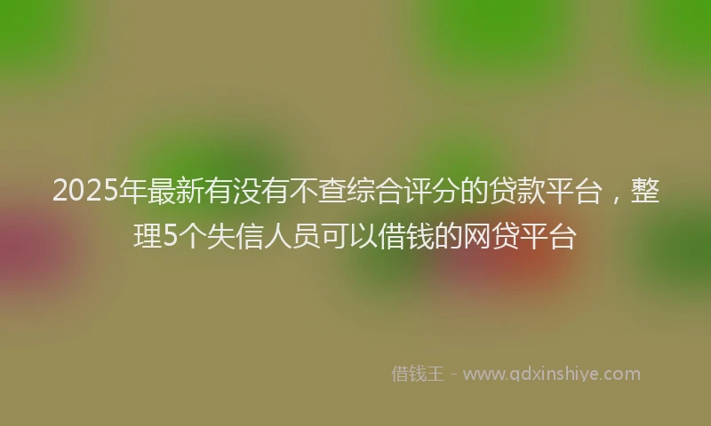 2025年最新有没有不查综合评分的贷款平台，整理5个失信人员可以借钱的网贷平台
