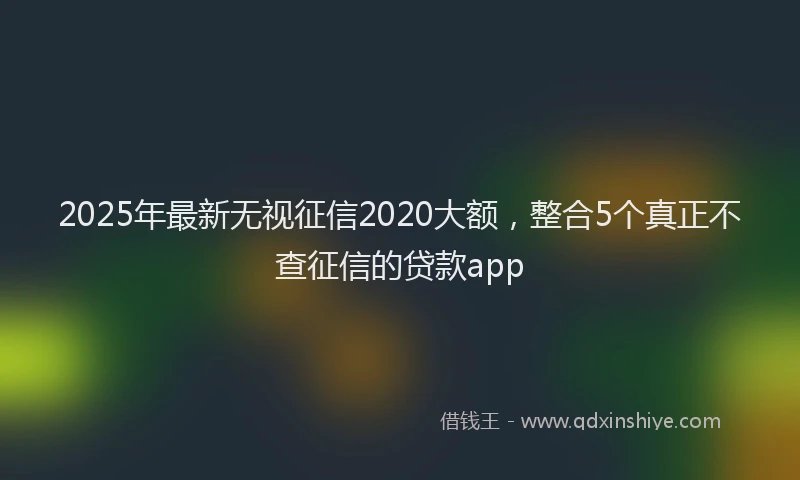 2025年最新无视征信2020大额，整合5个真正不查征信的贷款app