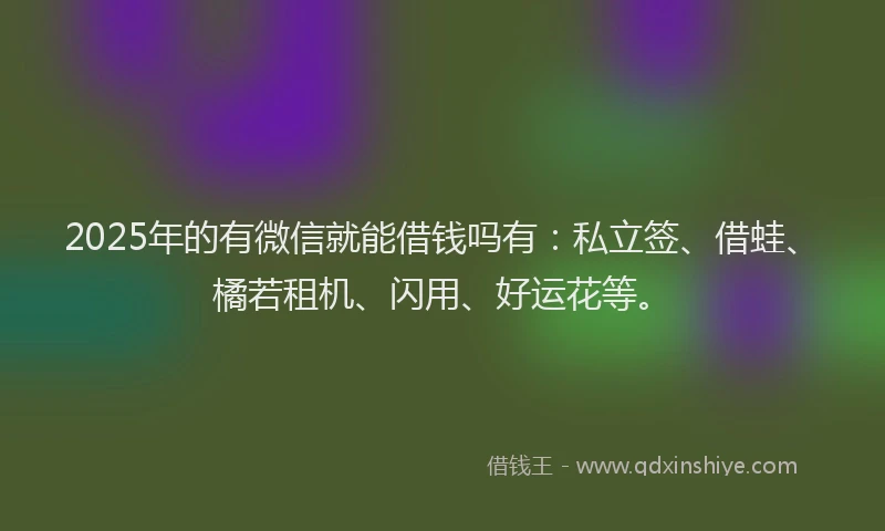 2025年的有微信就能借钱吗有：私立签、借蛙、橘若租机、闪用、好运花等。