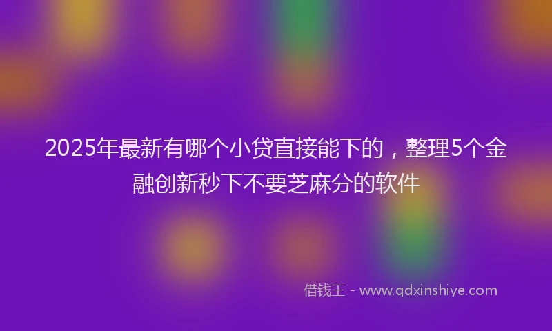 2025年最新有哪个小贷直接能下的，整理5个金融创新秒下不要芝麻分的软件