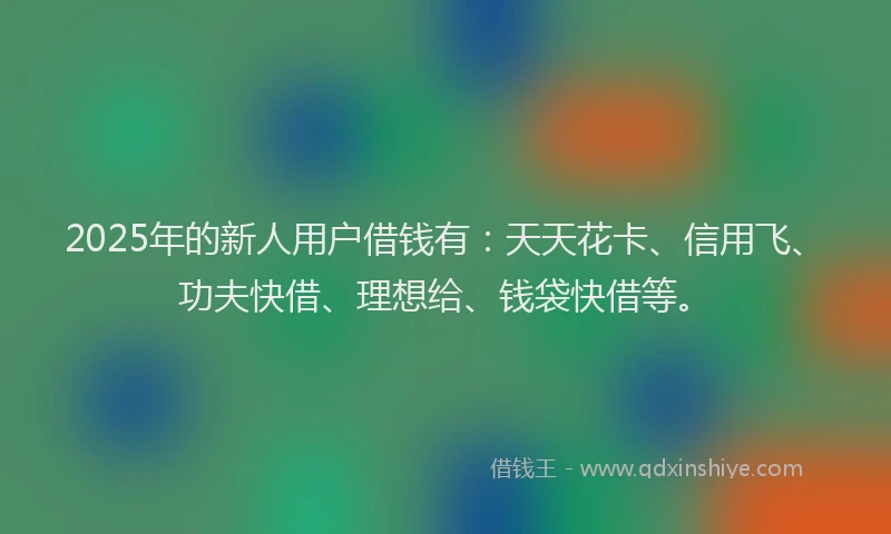 2025年的新人用户借钱有：天天花卡、信用飞、功夫快借、理想给、钱袋快借等。