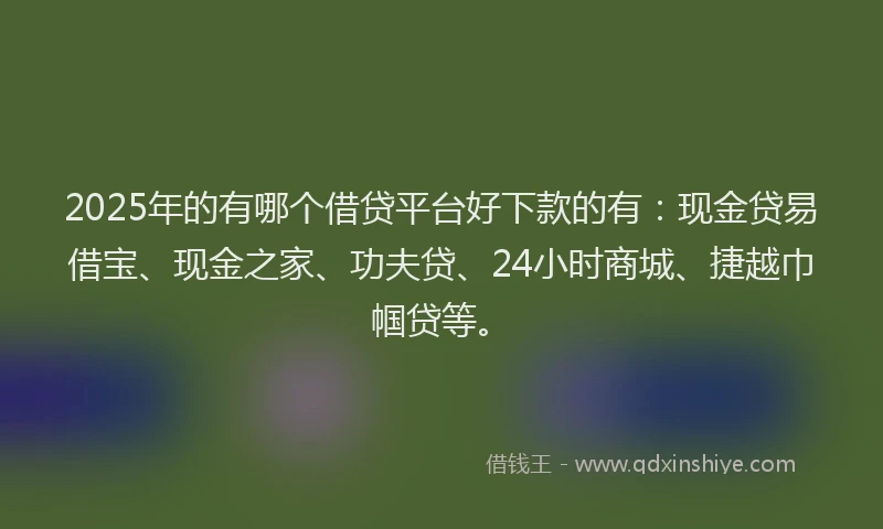 2025年的有哪个借贷平台好下款的有：现金贷易借宝、现金之家、功夫贷、24小时商城、捷越巾帼贷等。