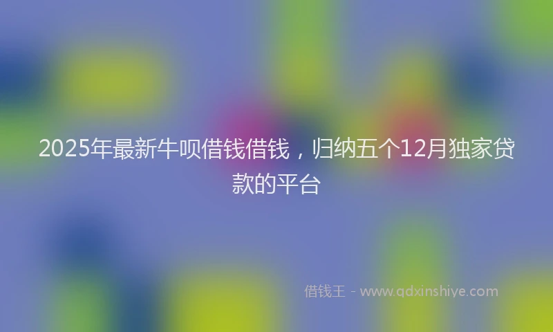2025年最新牛呗借钱借钱，归纳五个12月独家贷款的平台