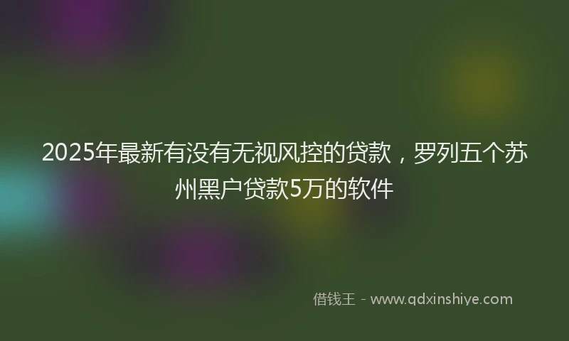 2025年最新有没有无视风控的贷款，罗列五个苏州黑户贷款5万的软件