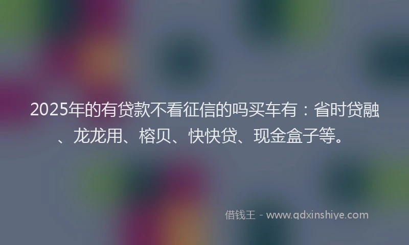 2025年的有贷款不看征信的吗买车有：省时贷融、龙龙用、榕贝、快快贷、现金盒子等。