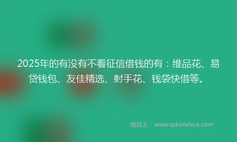 2025年的有没有不看征信借钱的有：维品花、易贷钱包、友佳精选、射手花、钱袋快借等。