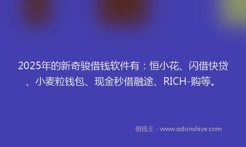 2025年的新奇骏借钱软件有：恒小花、闪借快贷、小麦粒钱包、现金秒借融途、RICH-购等。