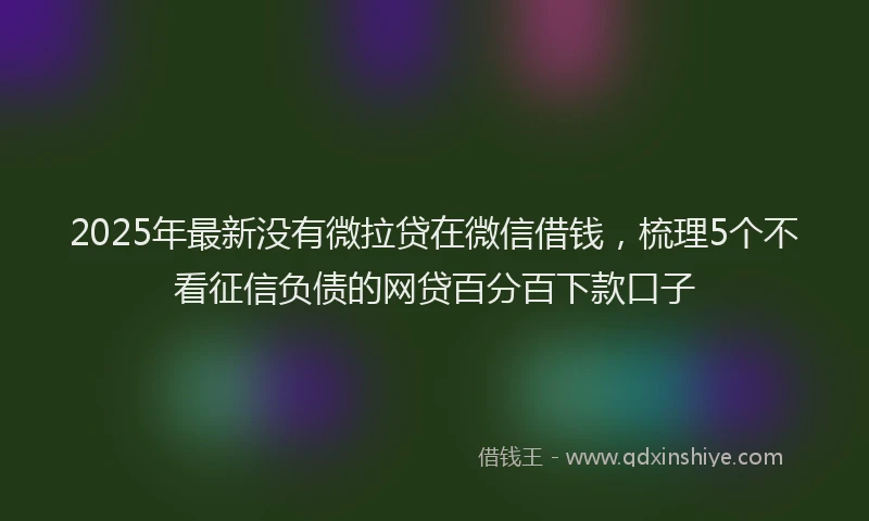2025年最新没有微拉贷在微信借钱，梳理5个不看征信负债的网贷百分百下款口子