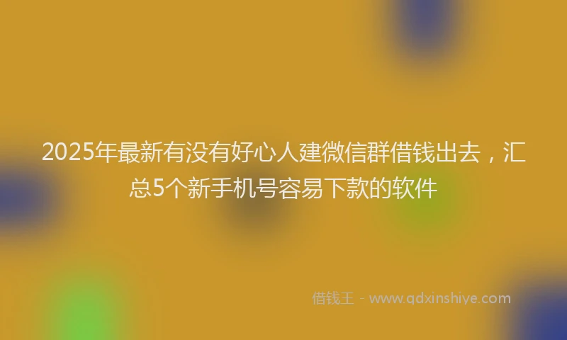 2025年最新有没有好心人建微信群借钱出去，汇总5个新手机号容易下款的软件