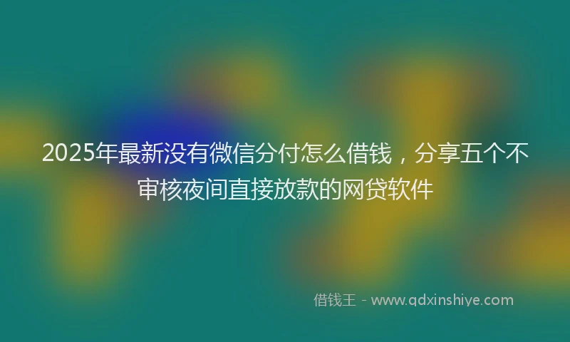 2025年最新没有微信分付怎么借钱，分享五个不审核夜间直接放款的网贷软件