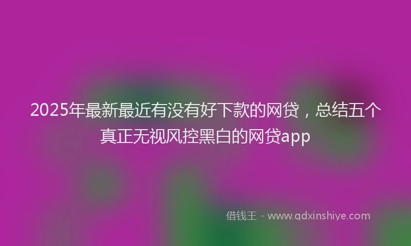 2025年最新最近有没有好下款的网贷，总结五个真正无视风控黑白的网贷app