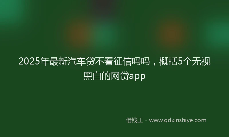 2025年最新汽车贷不看征信吗吗，概括5个无视黑白的网贷app