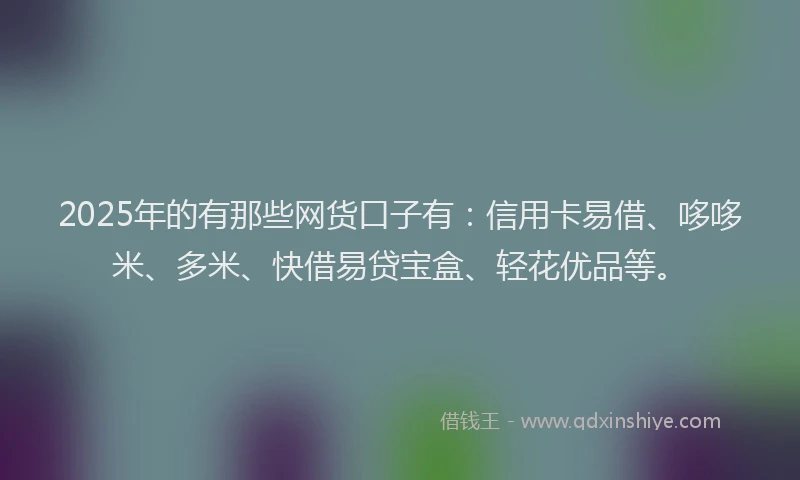 2025年的有那些网货口子有：信用卡易借、哆哆米、多米、快借易贷宝盒、轻花优品等。