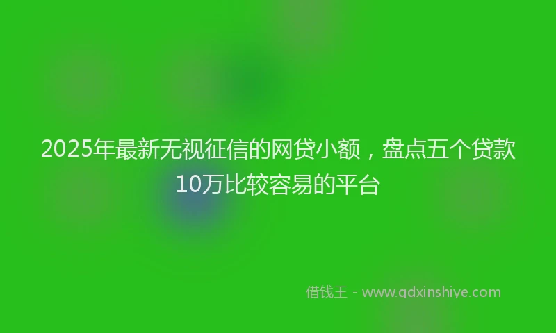 2025年最新无视征信的网贷小额，盘点五个贷款10万比较容易的平台