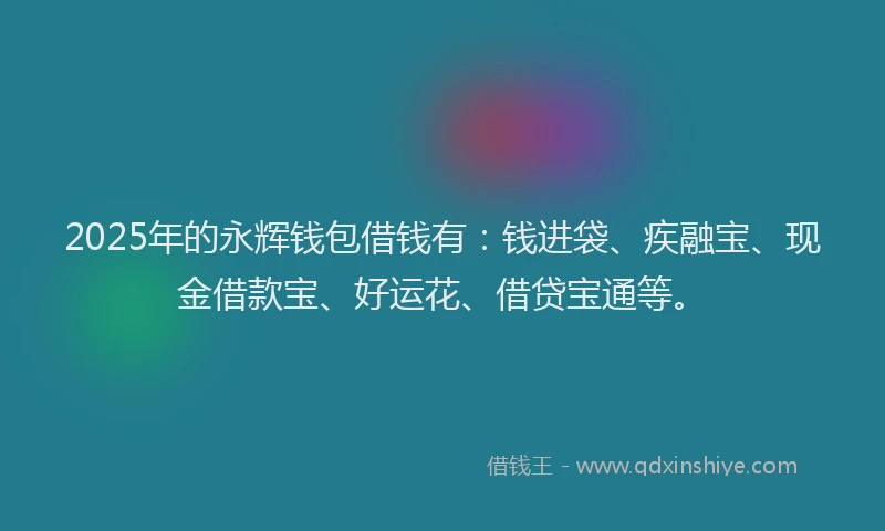 2025年的永辉钱包借钱有：钱进袋、疾融宝、现金借款宝、好运花、借贷宝通等。