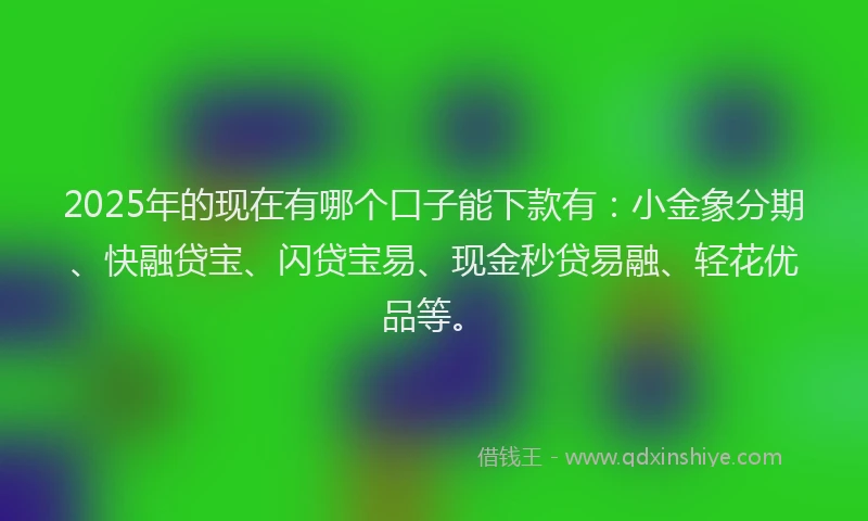 2025年的现在有哪个口子能下款有：小金象分期、快融贷宝、闪贷宝易、现金秒贷易融、轻花优品等。
