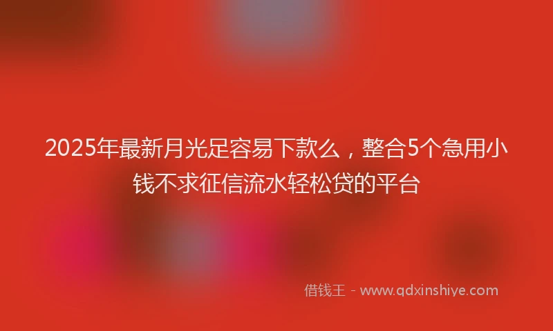 2025年最新月光足容易下款么，整合5个急用小钱不求征信流水轻松贷的平台