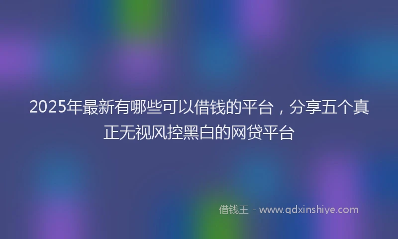 2025年最新有哪些可以借钱的平台，分享五个真正无视风控黑白的网贷平台